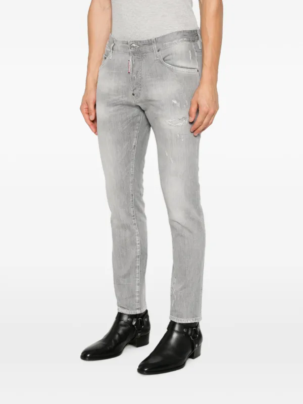 DSQUARED2 Skater Distressed logo-tag Denim Jeans | Grey | FARFETCH