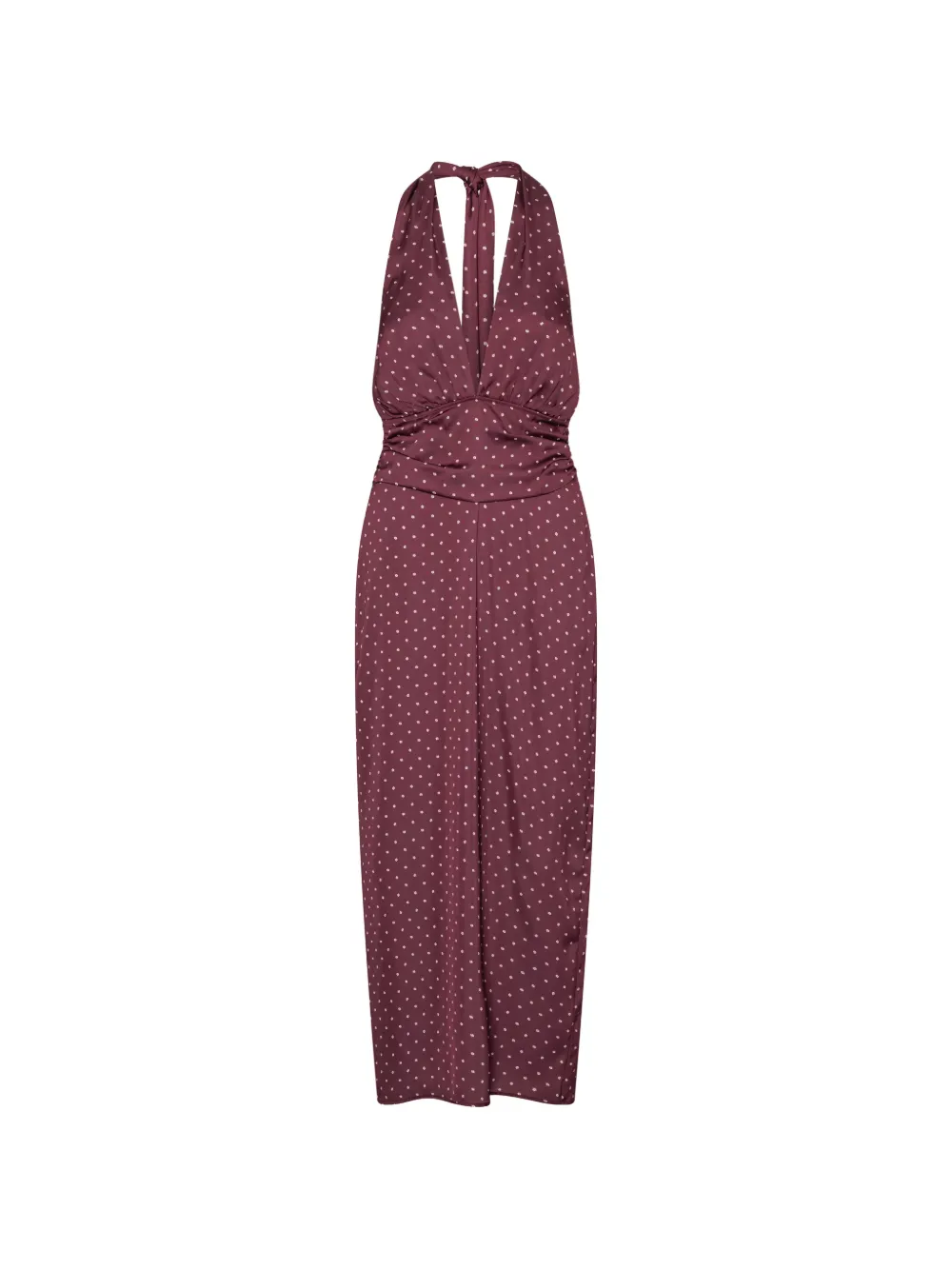 ROTATE BIRGER CHRISTENSEN Abito a pois con scollo all'americana e dettaglio stile foulard - Rosso