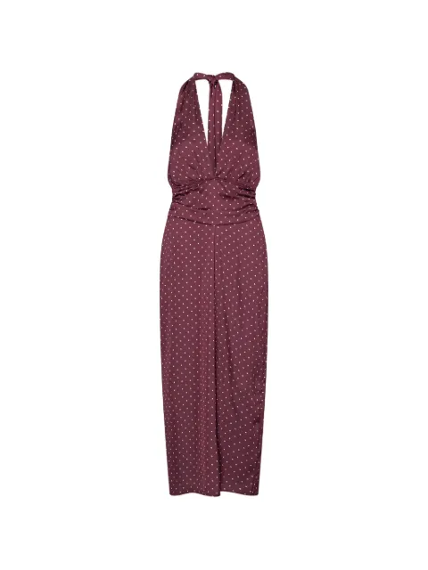 ROTATE BIRGER CHRISTENSEN dot halterneck scarf dress dark red