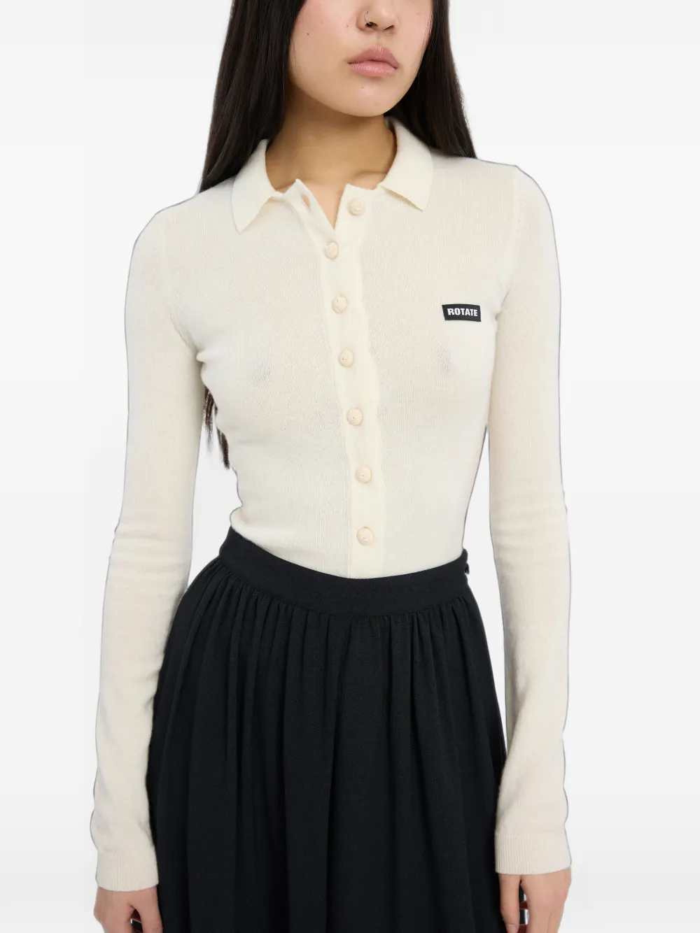 ROTATE BIRGER CHRISTENSEN knitted polo top - Bianco