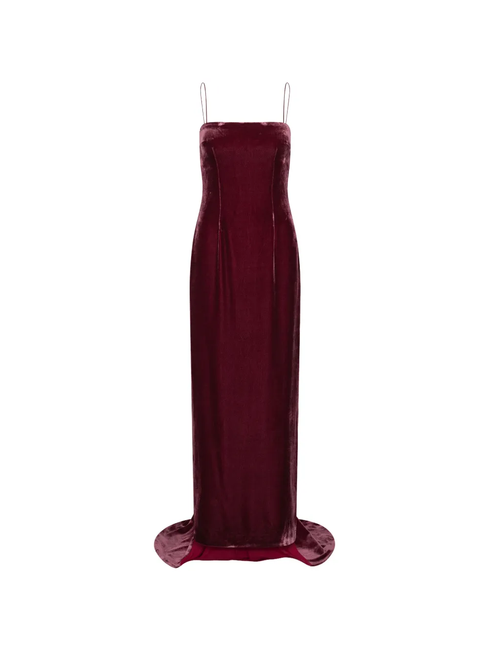 ROTATE BIRGER CHRISTENSEN silk velvet strap dress dark red