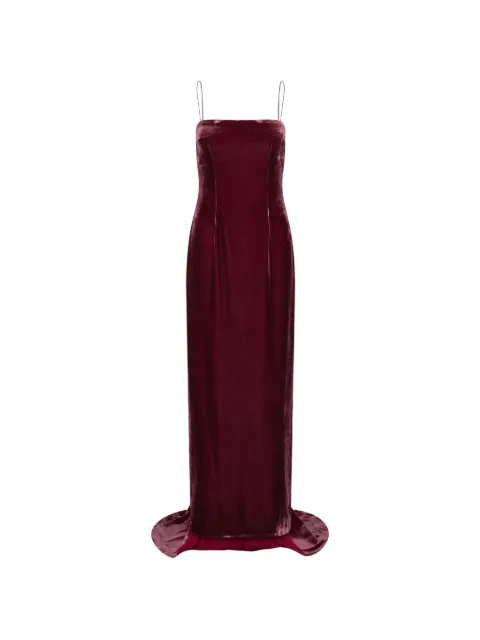 ROTATE BIRGER CHRISTENSEN silk velvet strap dress dark red