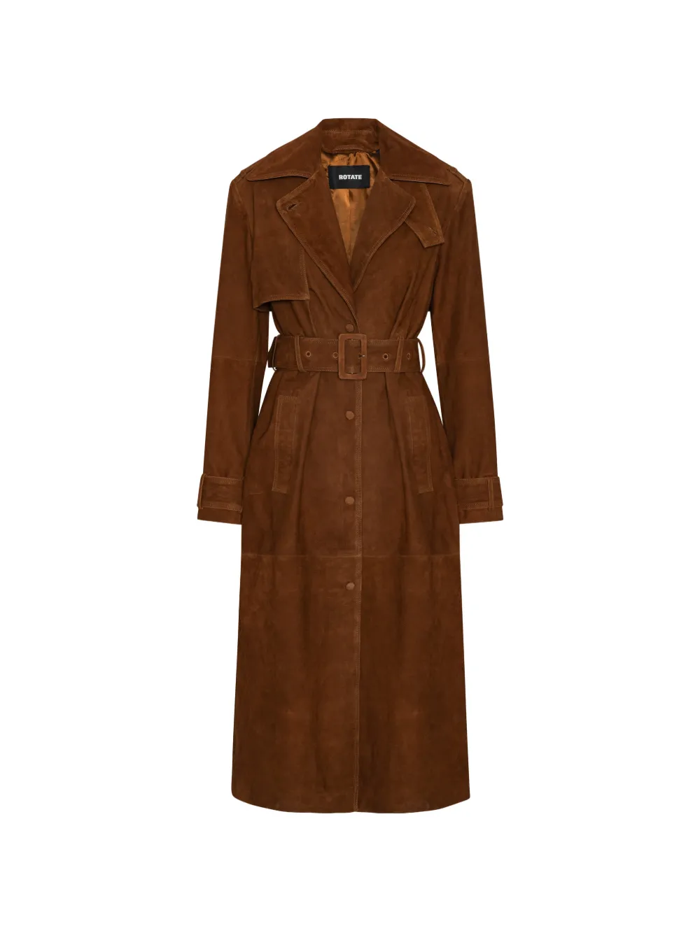 Rotate Birger Christensen Suede Trenchcoat Brown