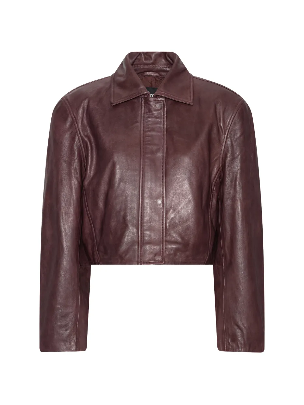Rotate Birger Christensen Boxy Square Leather Jacket In Red
