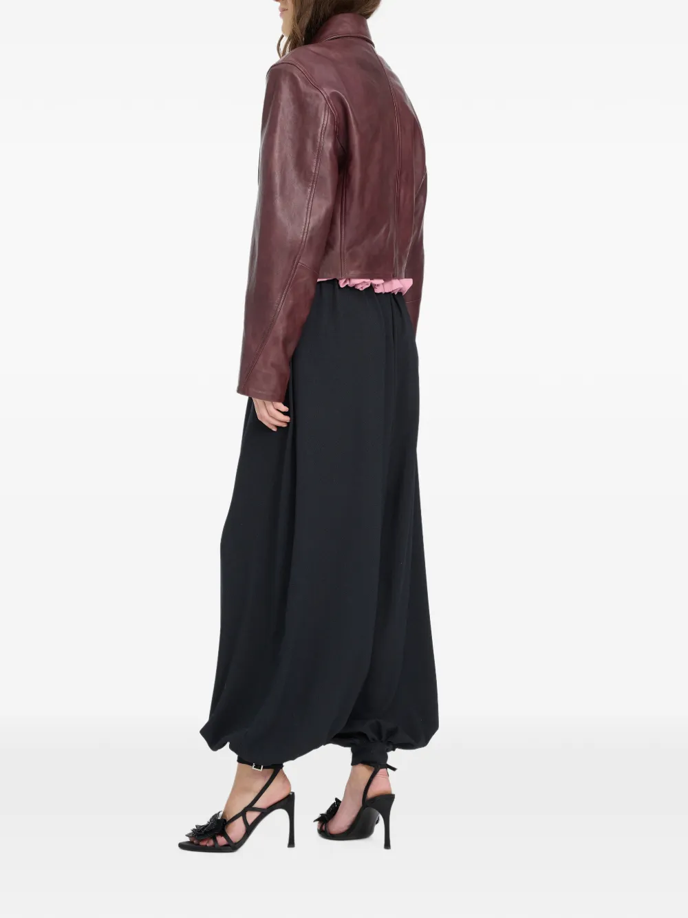 ROTATE BIRGER CHRISTENSEN Boxy vierkant leren jack Rood