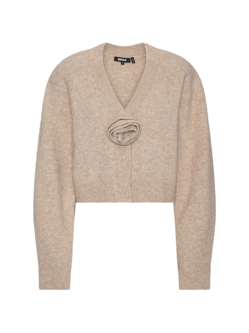 ROTATE BIRGER CHRISTENSEN Gestrickter Cardigan in Beige mit Blume - Nude