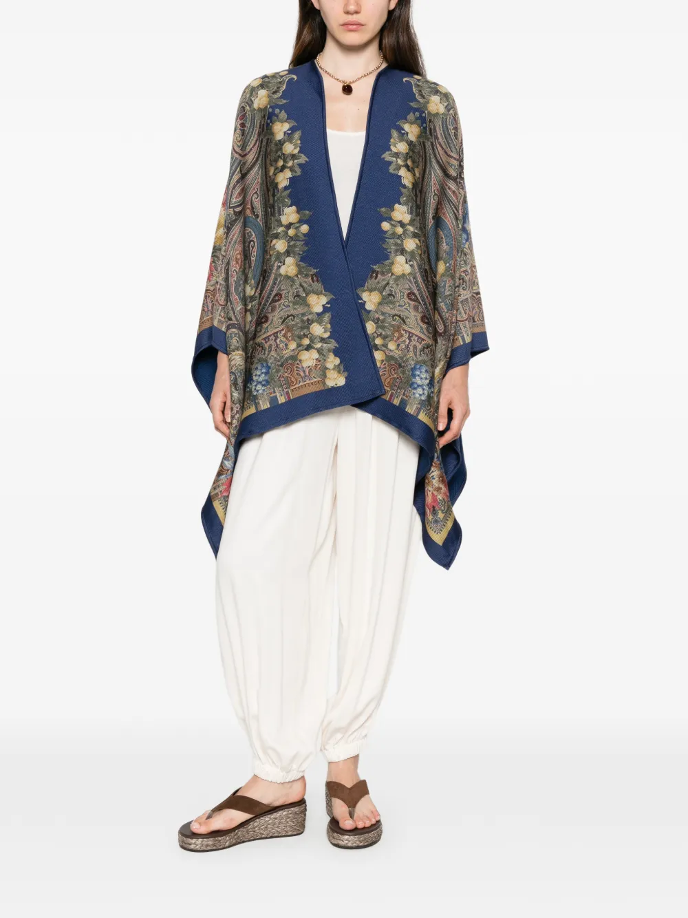 ETRO Jack met paisley-print en cape Blauw