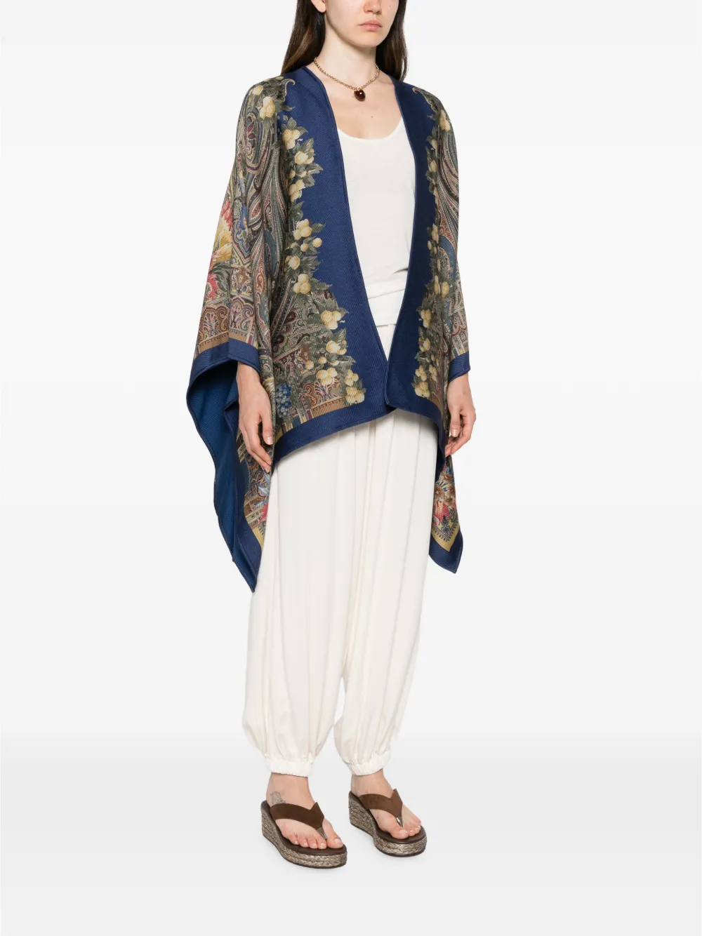 ETRO Jack met paisley-print en cape Blauw