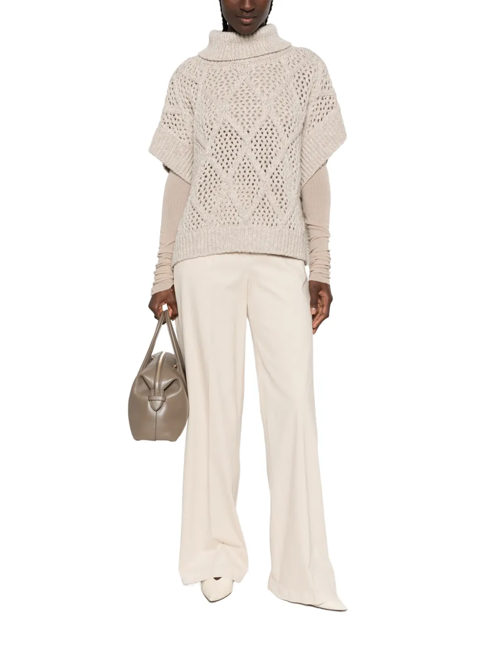 Peserico Broek met wijde pijpen Beige