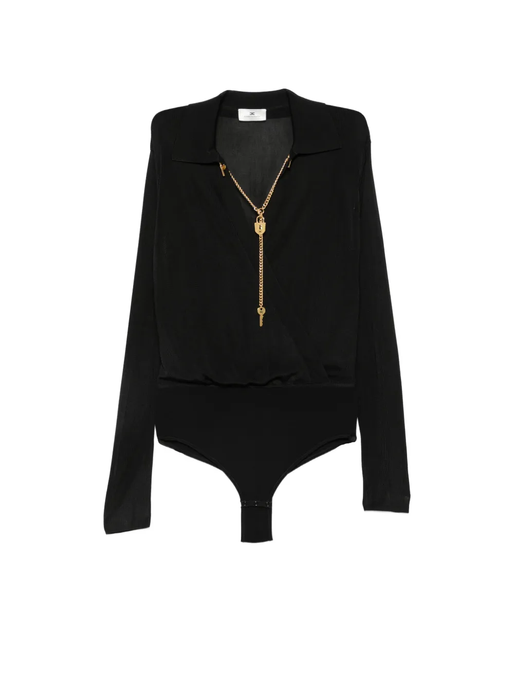 Elisabetta Franchi chain-detail long-sleeve bodysuit - Black