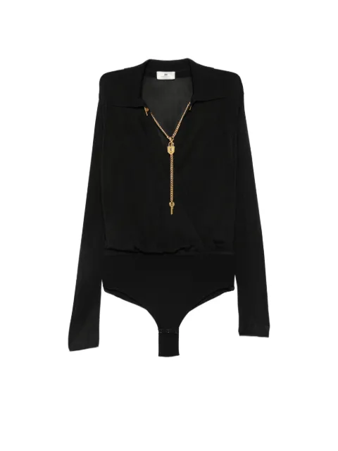Elisabetta Franchi Body mangas longas com detalhe de corrente