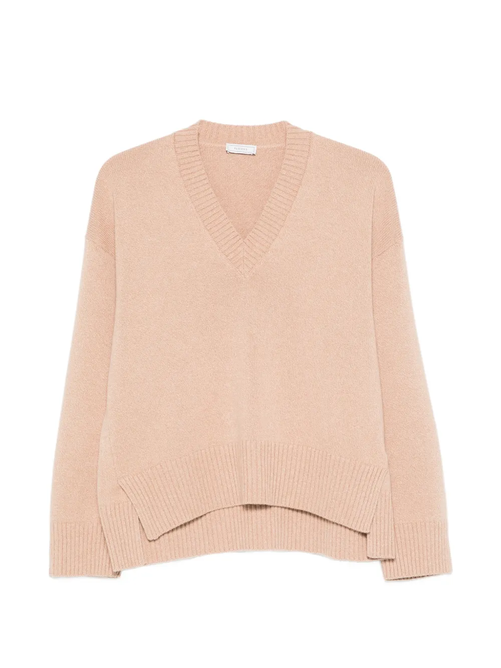 Peserico V-neck side-slit sweater - Nude