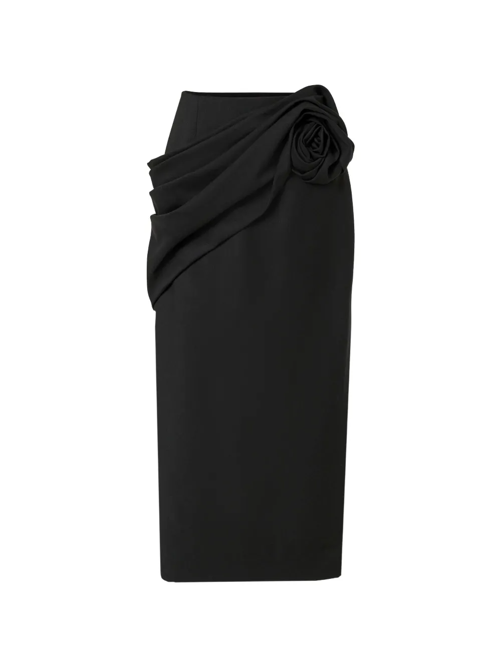 Carolina Herrera rosette-detail draped midi skirt - Schwarz