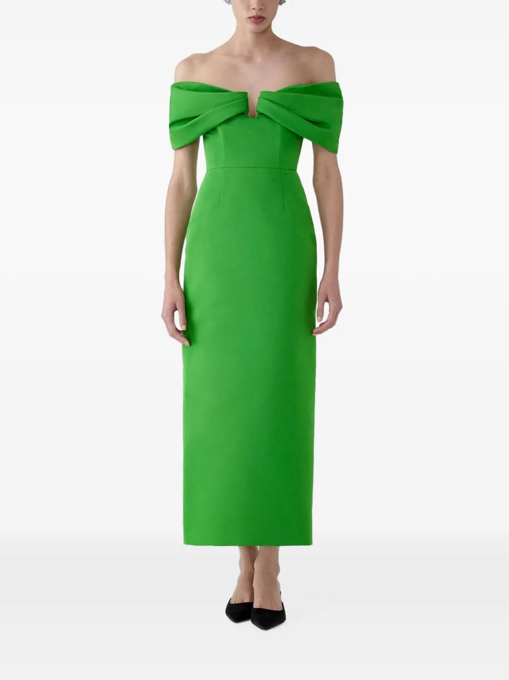 Carolina Herrera Off-shoulder maxi-jurk Groen