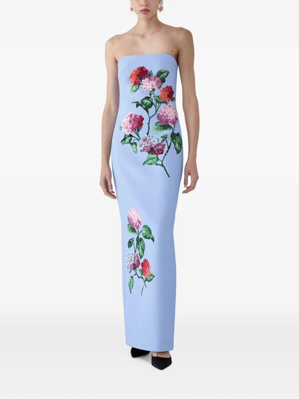 Carolina Herrera Hydrangea-embroidered Maxi Dress in Blue, view 2