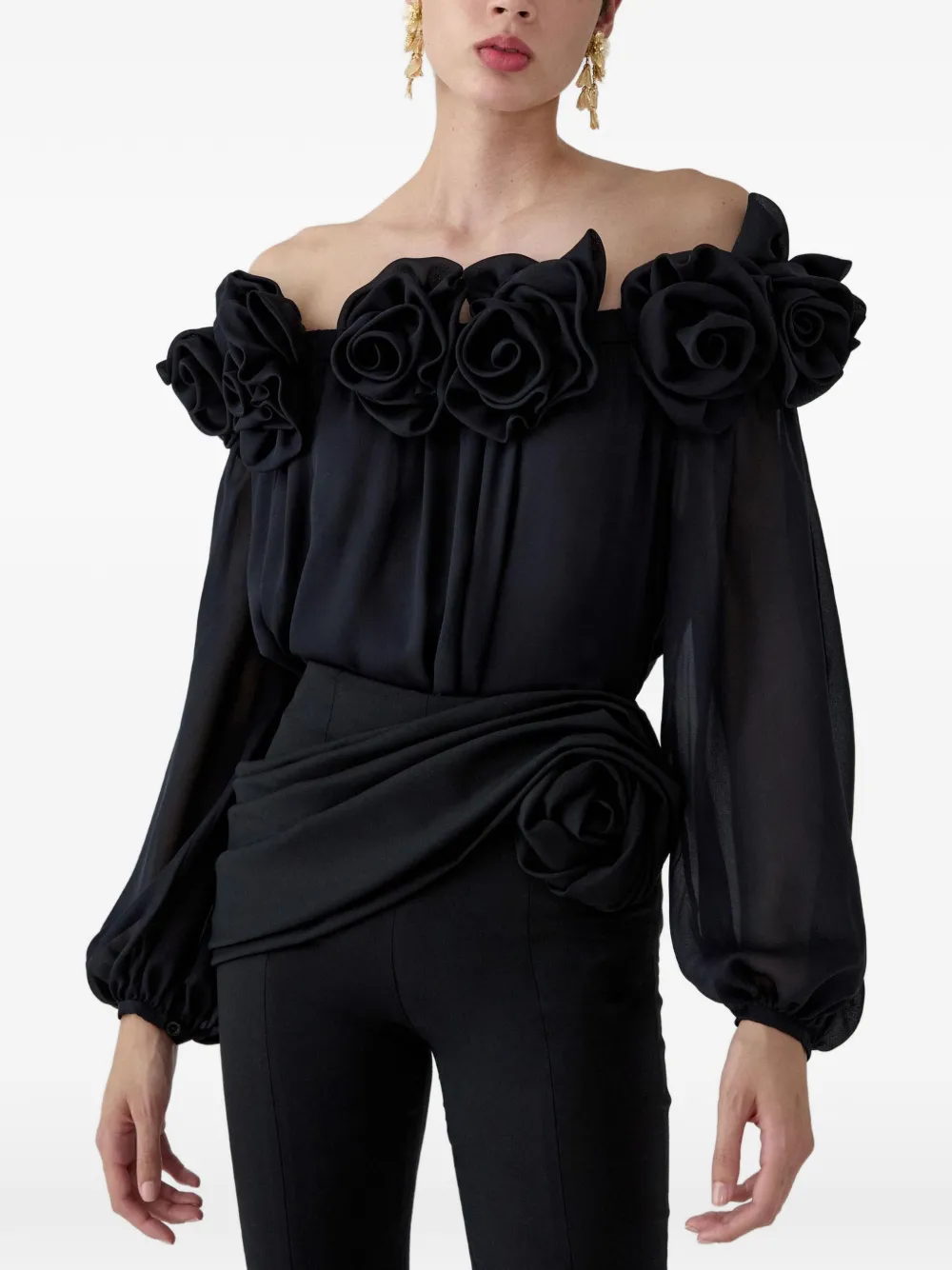 Carolina Herrera Rosette-Sash skinny broek Zwart