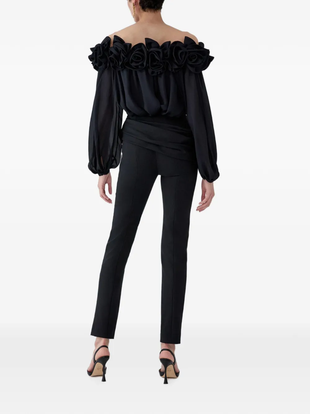 Carolina Herrera Rosette-Sash skinny broek Zwart