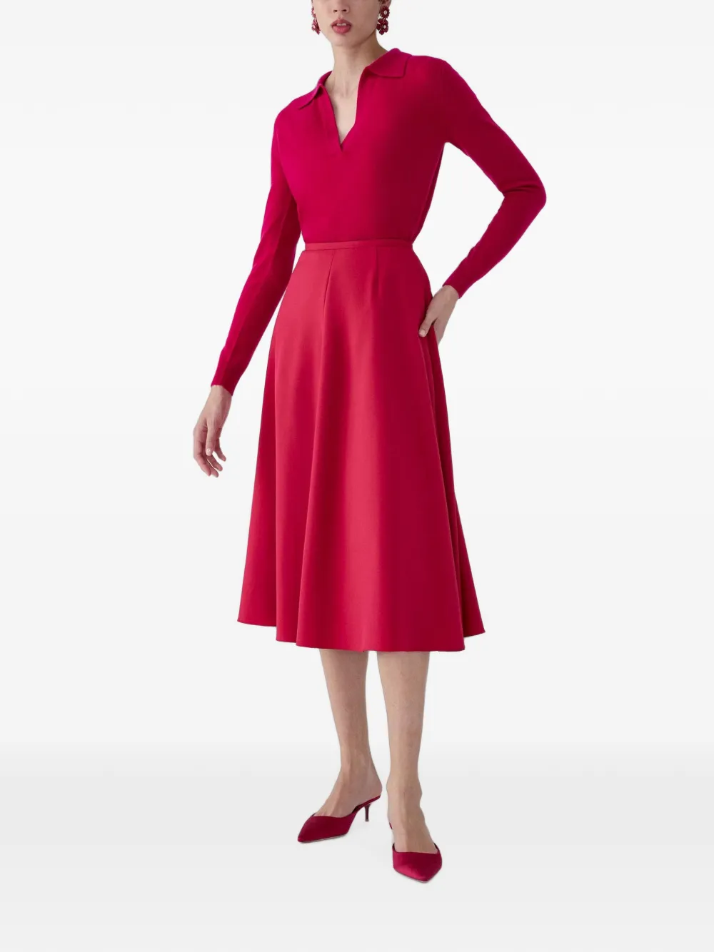 Carolina Herrera Midi-rok met halve cirkel Rood