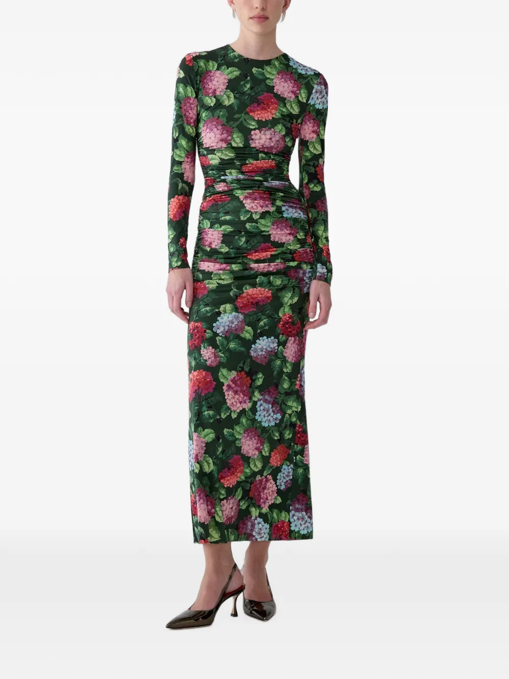 Carolina Herrera Jurk met hortensia-print Groen