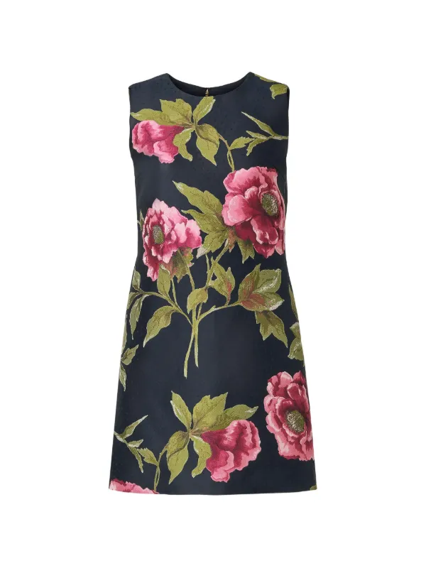 Carolina Herrera Peony-jacquard Shift Dress in Blue