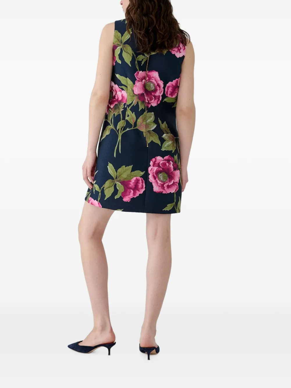 Carolina Herrera Shiftjurk met pioenjacquard Blauw