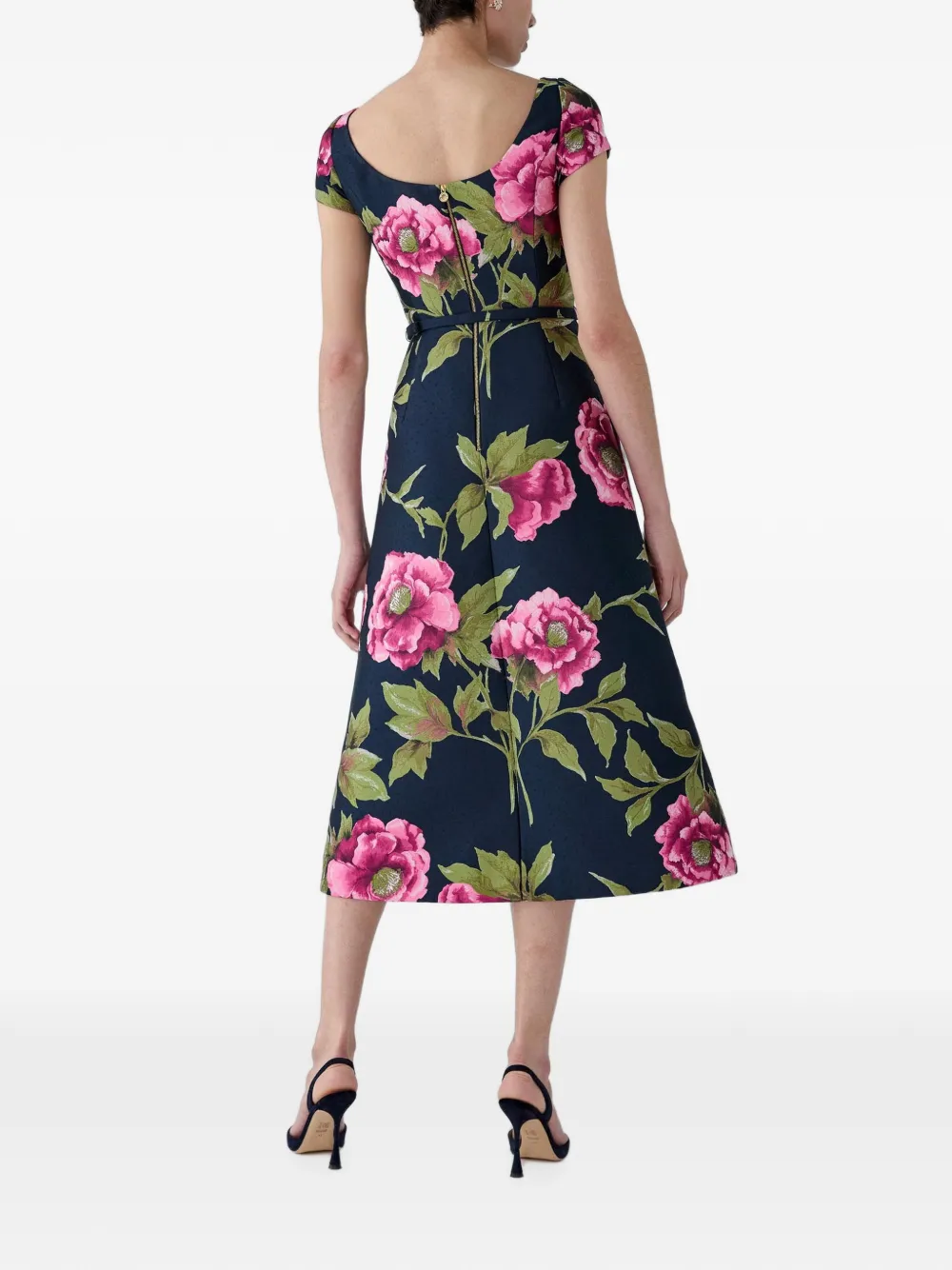 Carolina Herrera Midi-jurk met bloemenprint Blauw