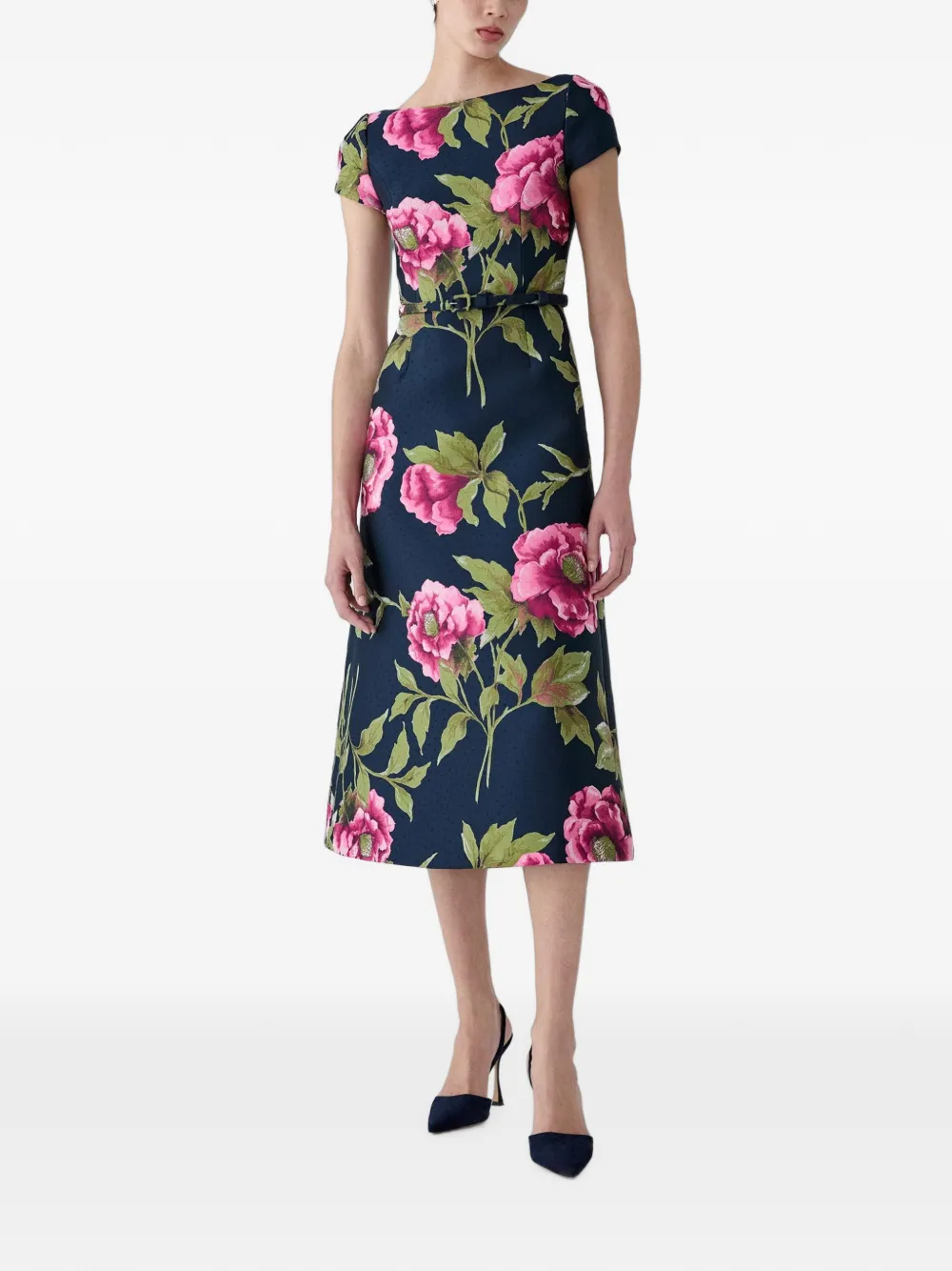 Carolina Herrera Midi-jurk met bloemenprint Blauw