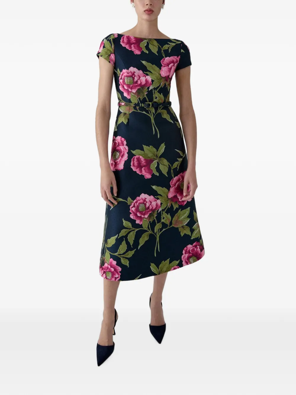 Carolina Herrera Midi-jurk met bloemenprint Blauw