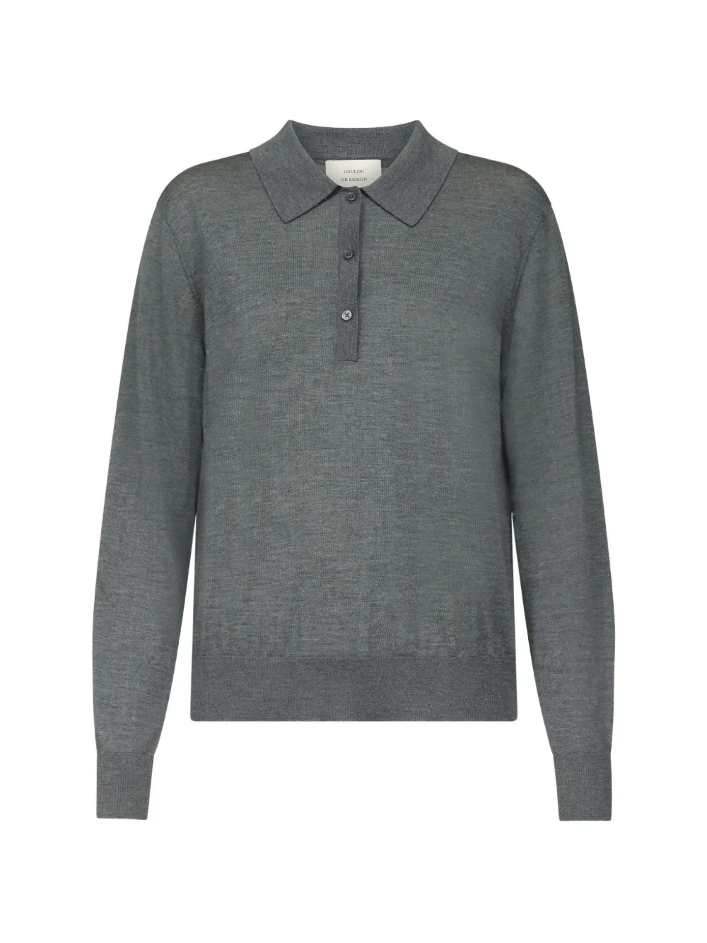 LouLou de Saison fine-knit long-sleeve polo shirt - Grigio