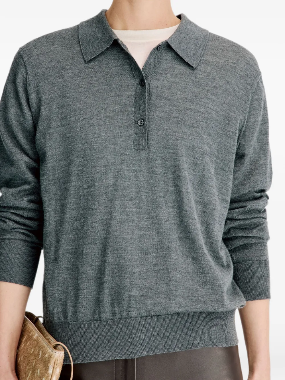 LouLou de Saison Fijngebreid poloshirt Grijs