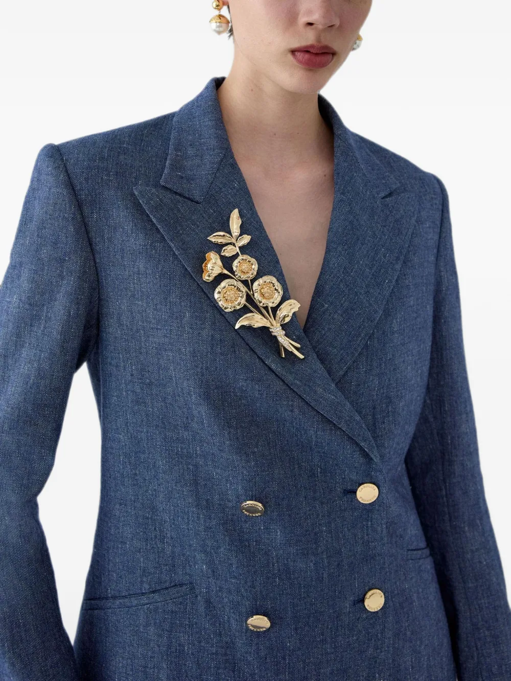 Carolina Herrera floral-motif crystal-embellished brooch - Oro