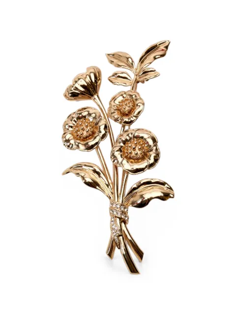 Carolina Herrera floral-motif crystal-embellished brooch