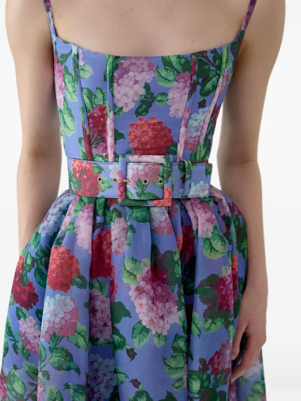 Carolina Herrera Icon Hydrangea-print Belt in Blue, view 4