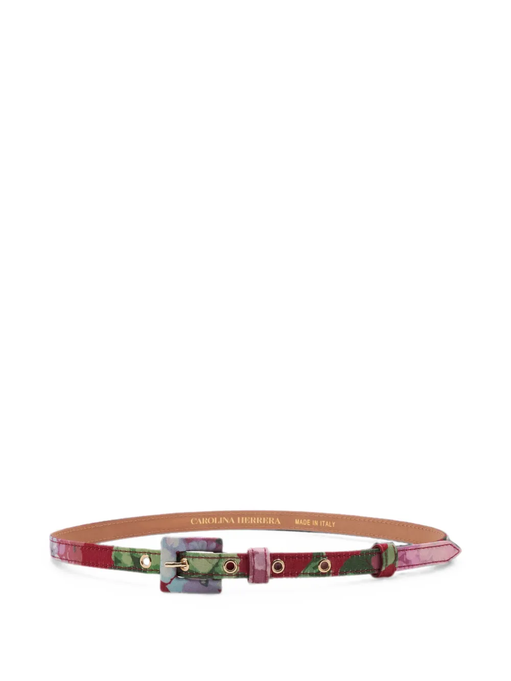 Carolina Herrera hydrangea-print skinny belt - Rosso