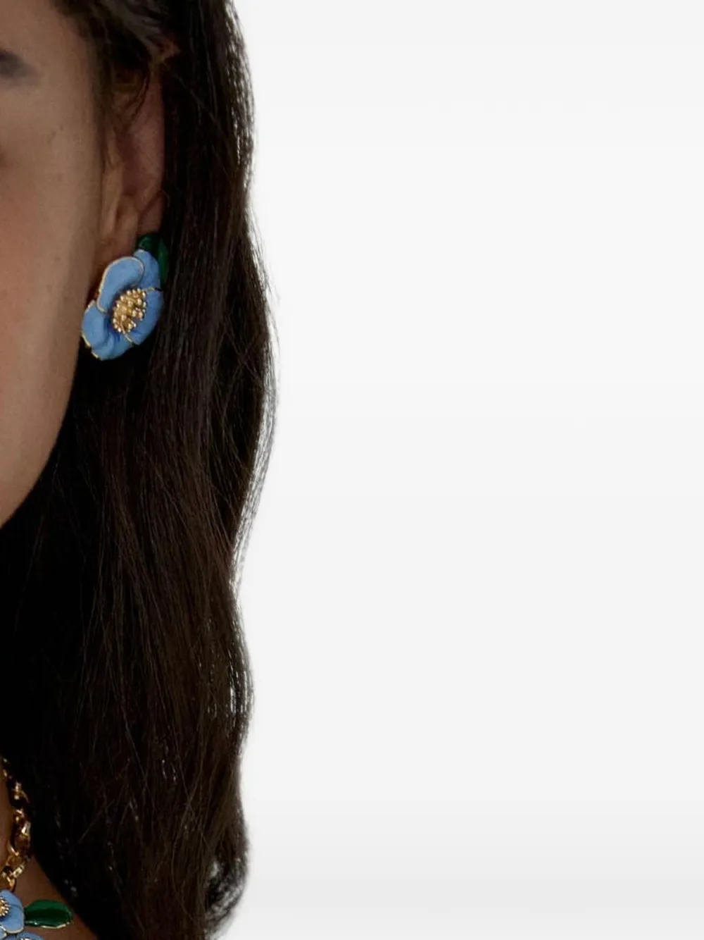 Carolina Herrera flower earrings - Blu