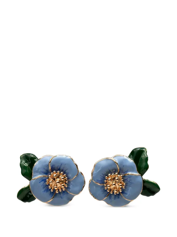 Carolina Herrera Flower Earrings in Blue