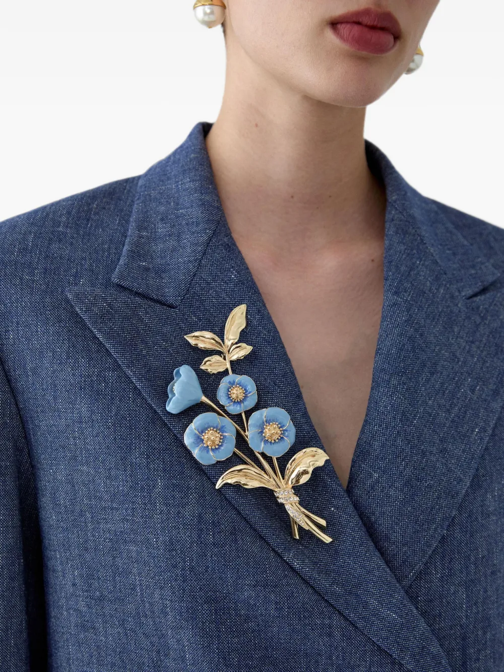 Carolina Herrera flower brooch - Gold