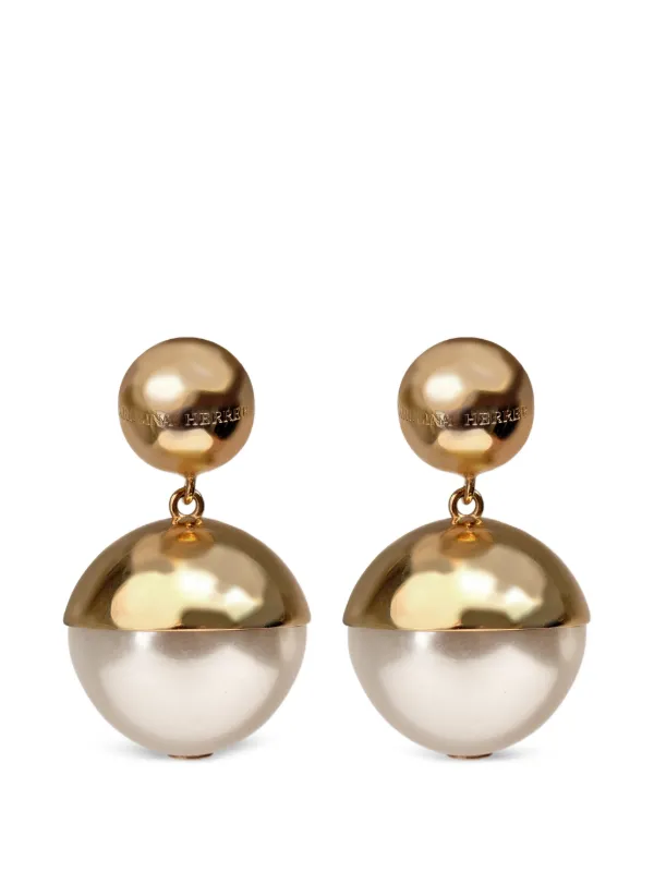 Carolina Herrera Pearl-drop Earrings in Gold