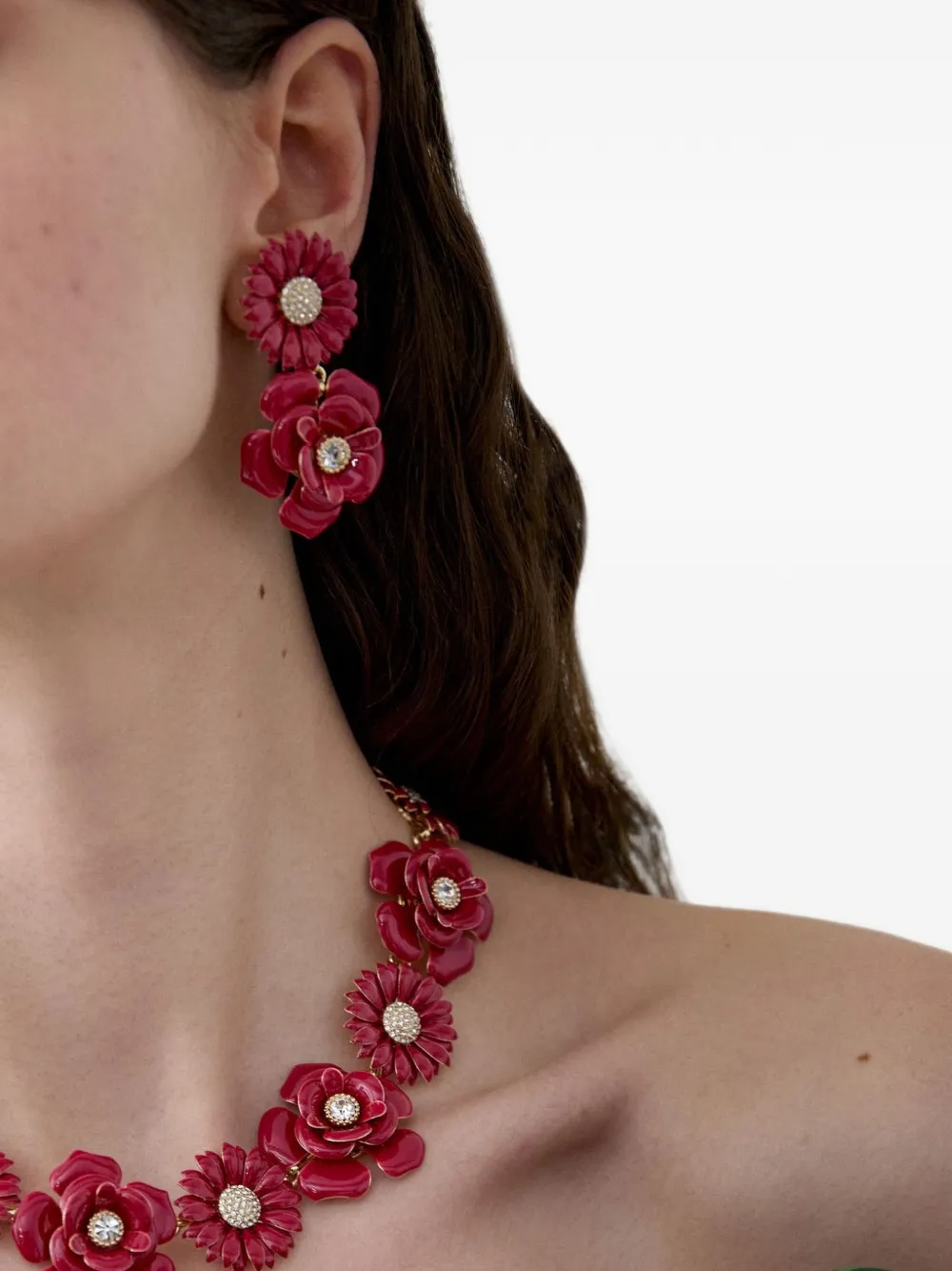 Carolina Herrera Flower-drop Earrings in Gold, view 2