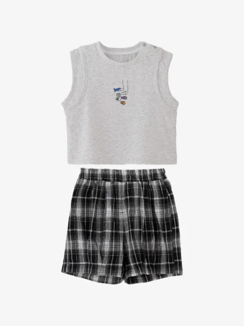 BANBLU plaid tank top and shorts set