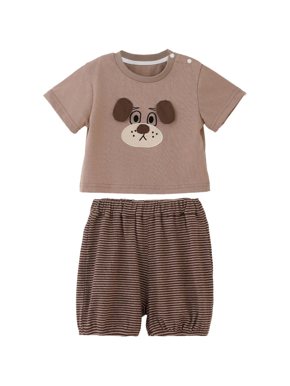 BANBLU striped T-shirt and shorts set - Brown