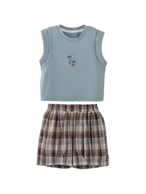 BANBLU plaid tank top and shorts set