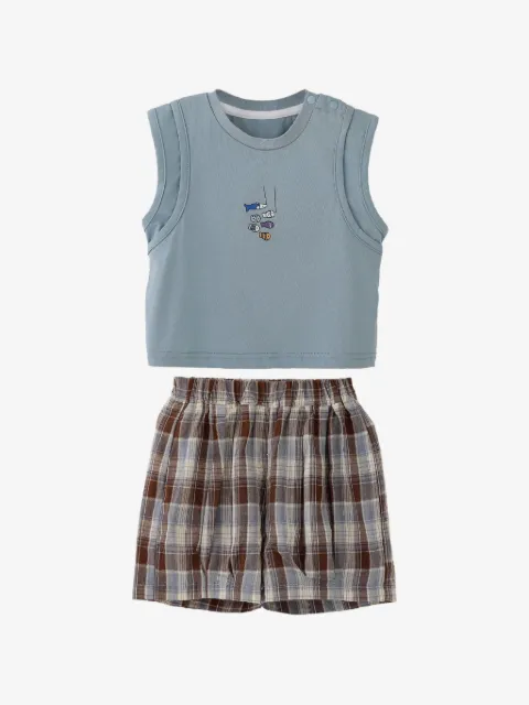 BANBLU plaid tank top and shorts set