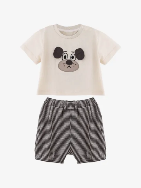 BANBLU dog-patch T-shirt and shorts set