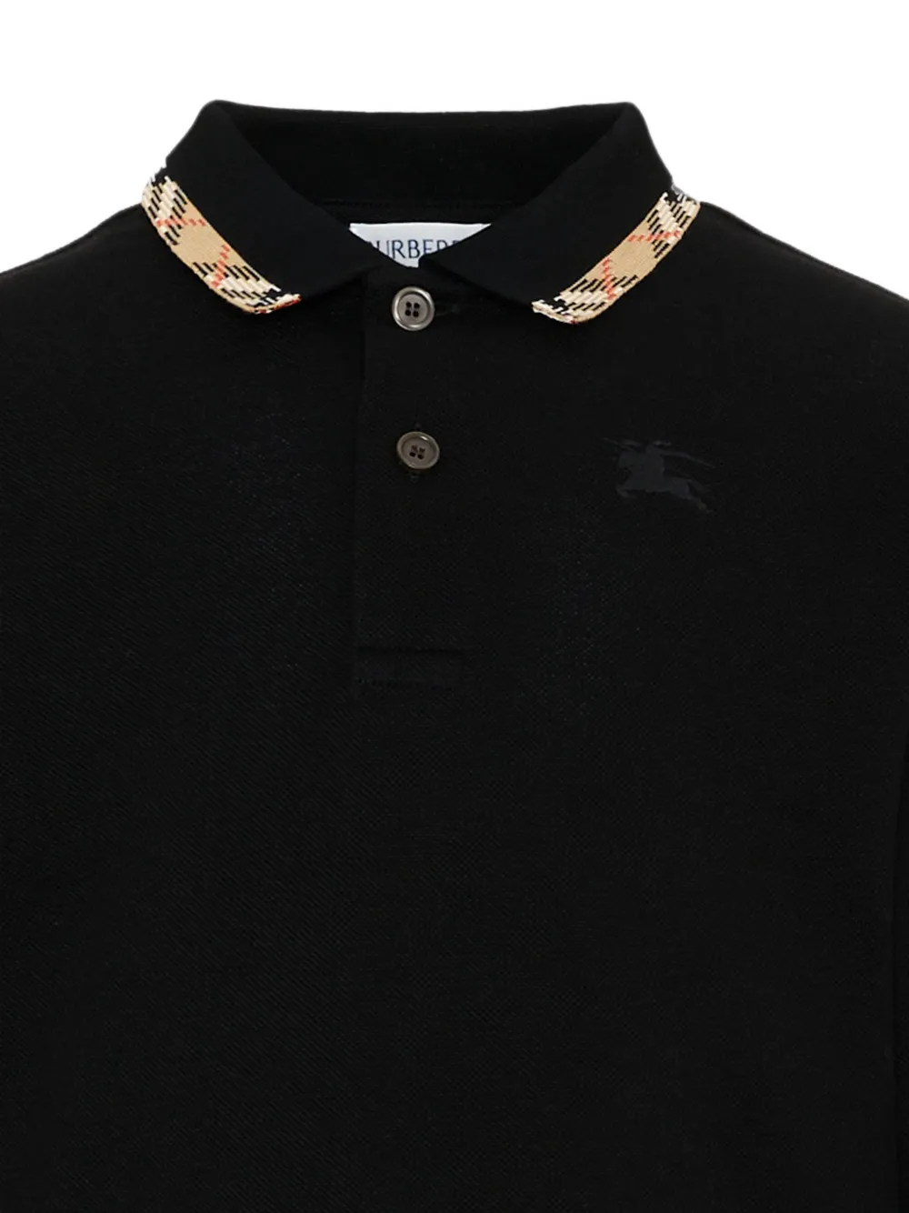 Burberry Kids Poloshirt met geruite afwerking en lange mouwen Zwart