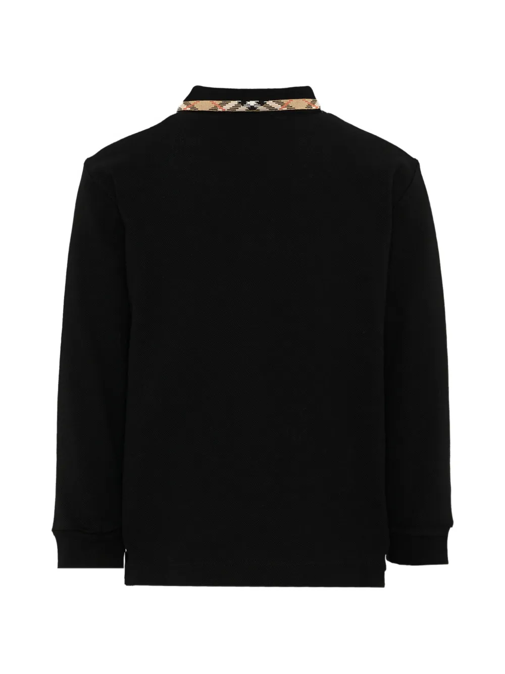 Burberry Kids Poloshirt met geruite afwerking en lange mouwen Zwart