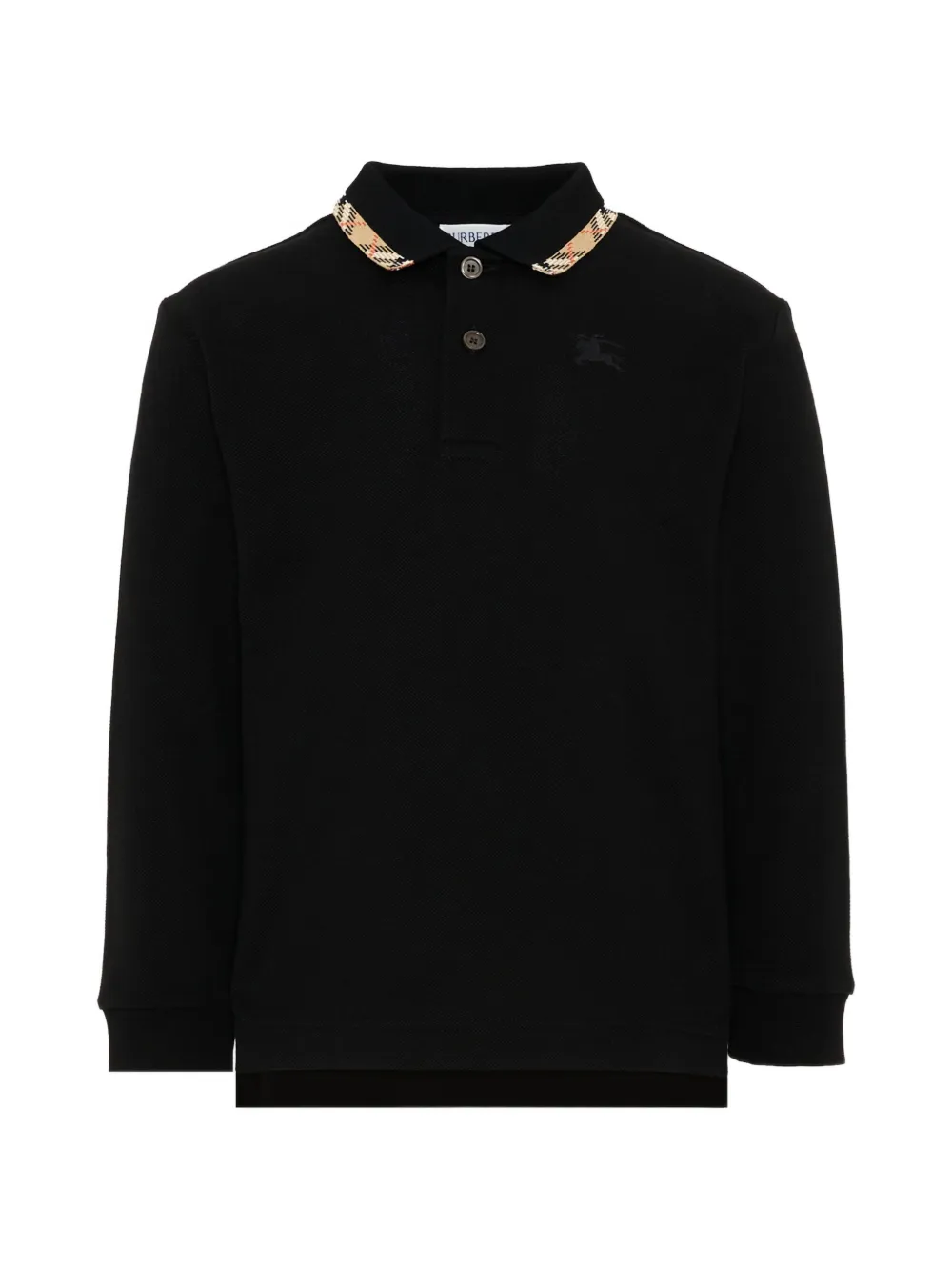 Burberry Kids check-trim long-sleeve polo shirt - Nero