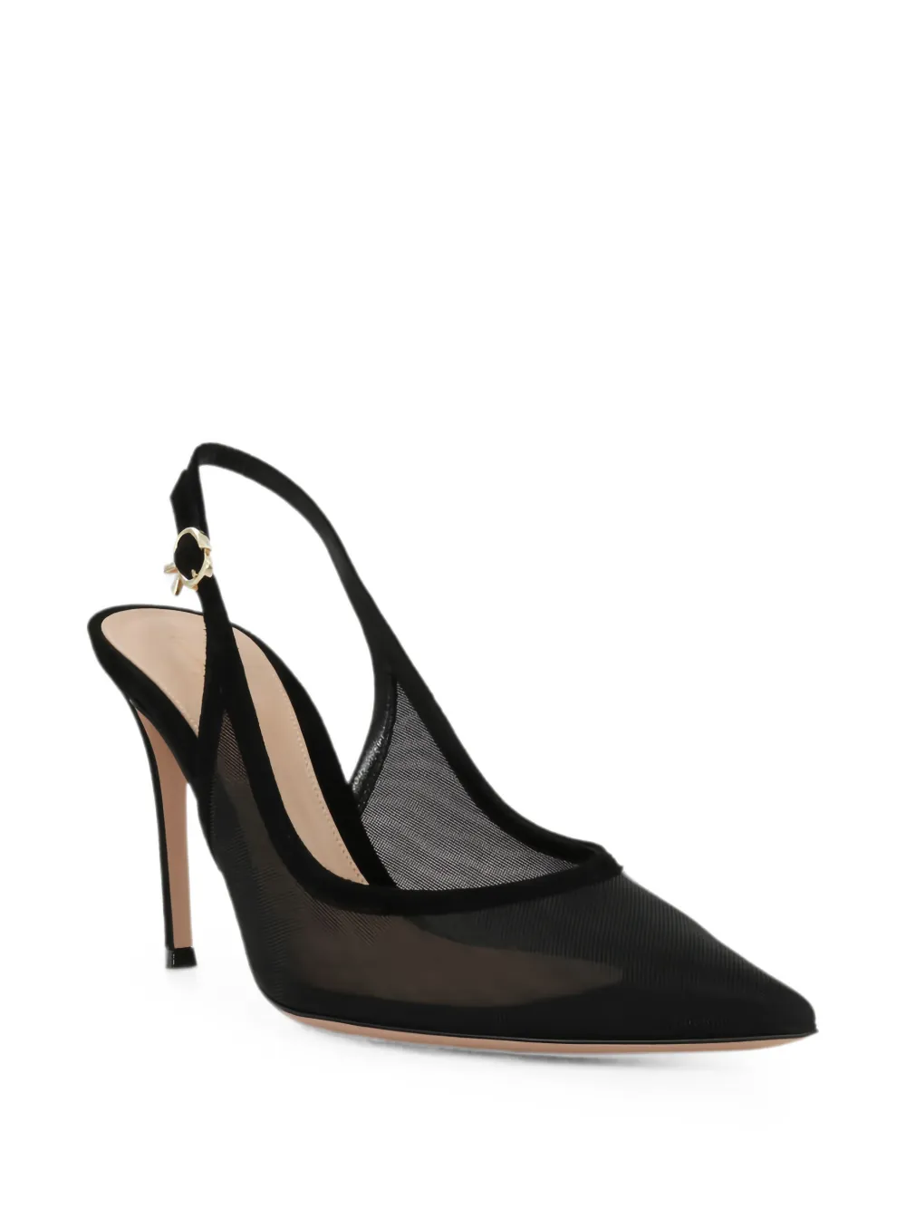 Gianvito Rossi Organza mesh slingback pumps Zwart