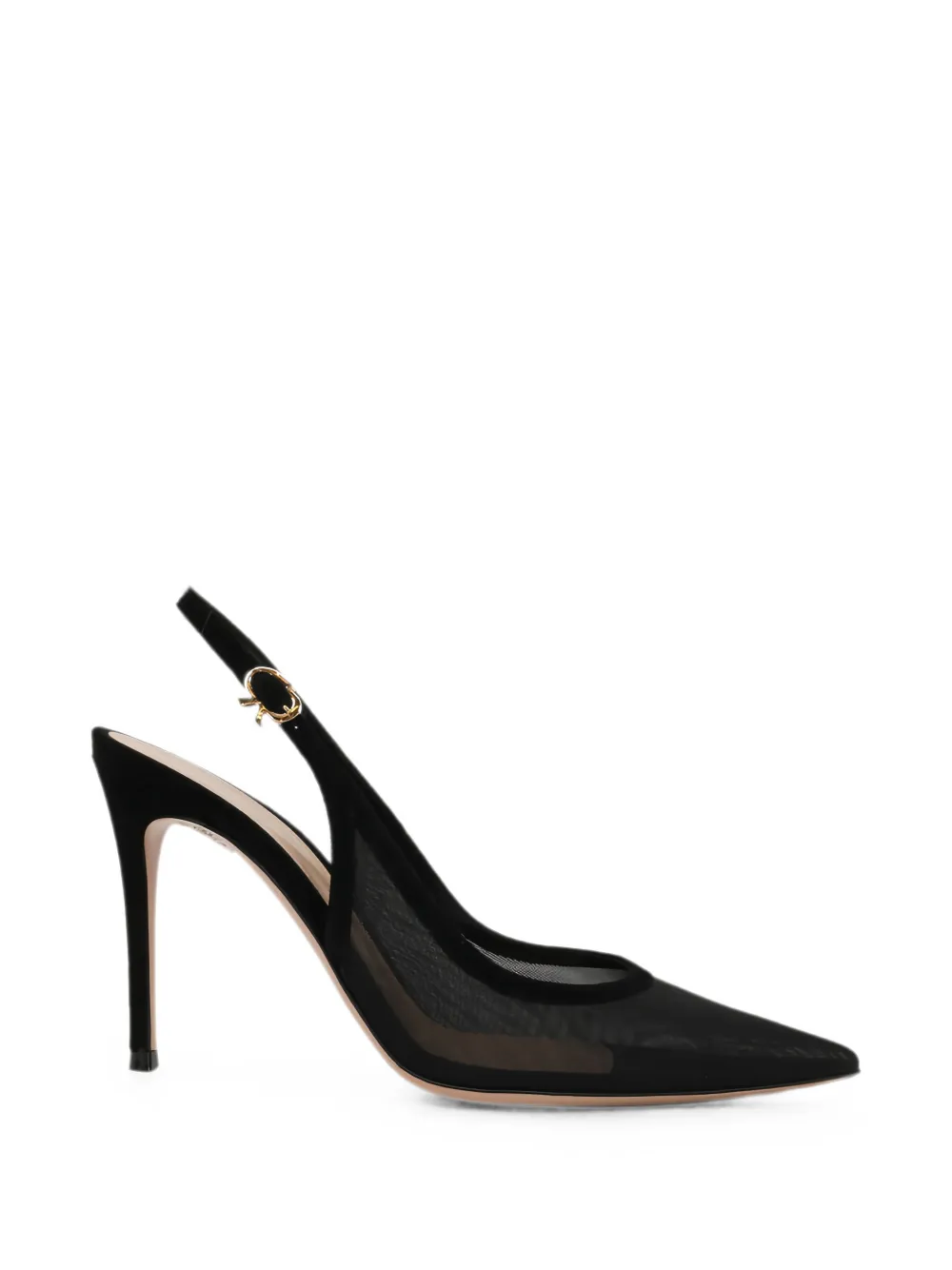 Gianvito Rossi Organza mesh slingback pumps Zwart