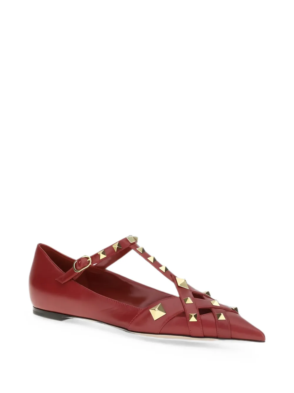 Valentino Garavani Studdy pyramid-stud flat pumps Rood